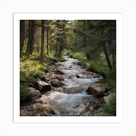 Stream In The Forest Art Print