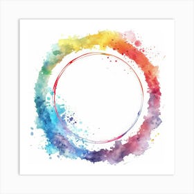 Watercolor Circle Frame 1 Art Print