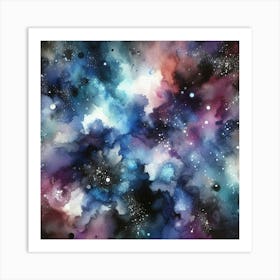 Galaxy Watercolor Painting Art Print