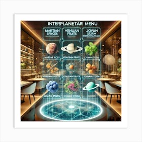 A Futuristic Restaurant Showcasing An Interplaneta Art Print