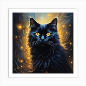 Black Cat With Yellow Eyes 3 Art Print