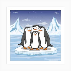 Penguins On An Ice Floe Art Print