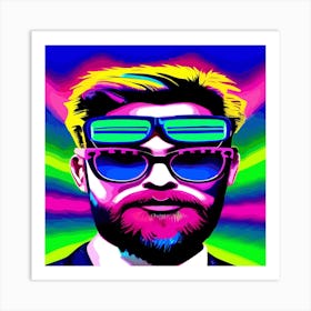 mode Man With Glasses Art Print