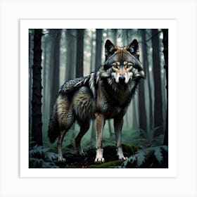 Wolf In The Forest 58 Art Print