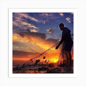 Sunset At The Beach Art Print