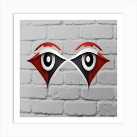 Ojos Rojinegros En Una Pared Art Print