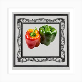 Two Peppers In A Frame Art Print