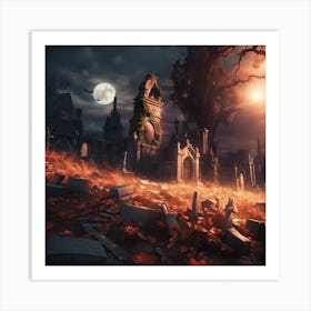 Haunted Cemetery Art Print