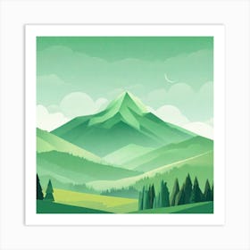 Misty mountains background in green tone 174 Art Print