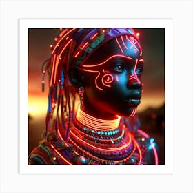 African Neon Prince 2 Art Print