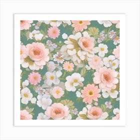 Pink And White Flowers Art Print