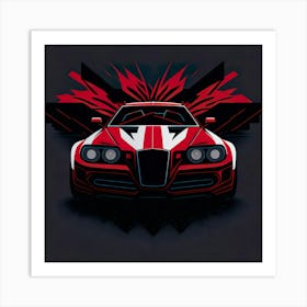 Car Red Artwork Of Graphic Design Flat (153) Art Print