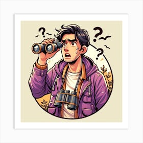 Man With Binoculars 2 Art Print