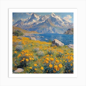 Switzerland Landscape Oleo Painting Art Print