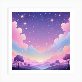 Sky With Twinkling Stars In Pastel Colors Square Composition 120 Art Print