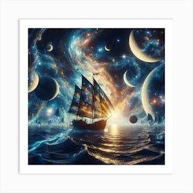 Ship In Space Art Print