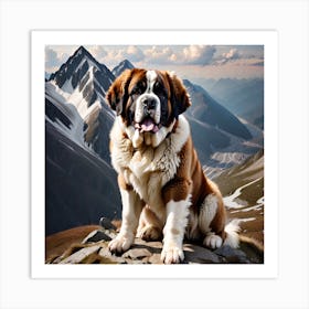 St Bernard Dog In Mountain (81) Art Print