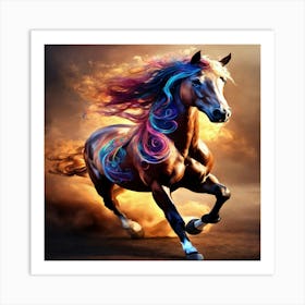 Horse With Colorful Mane Art Print