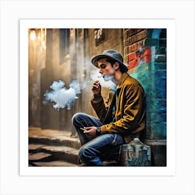 Man Smoking A Cigarette 2 Art Print