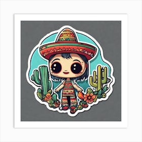 Mexico Sticker 2d Cute Fantasy Dreamy Vector Illustration 2d Flat Centered By Tim Burton Pr (3) Art Print