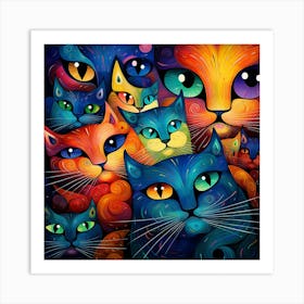 Colorful Cats 5 Art Print