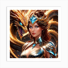 Woman With A Dragon ll Art Print