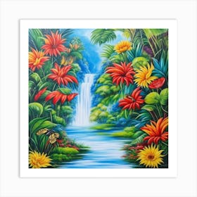 Waterfall In The Jungle 14 Art Print