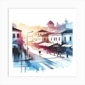 Watercolor Of A City Art Print