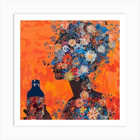 Woman With Flowers In Her Hair 2 Art Print