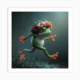 Frog In The Rain 1 Art Print