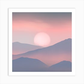 Sunset Over Mountains 1 Art Print