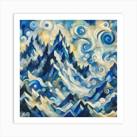 Blue And White Mountains Art Print