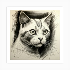 Cat Drawing 10 Art Print