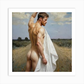 Nude Gay Man, Vincent Van Gogh Style, great butt Art Print
