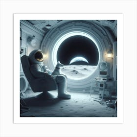 The Last Man And Dog In Space Station Art Print