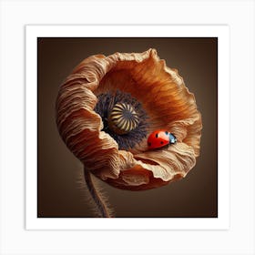 Ladybird and Dried Poppy  Art Print