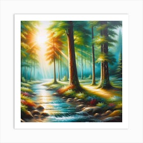 Stream In The Forest 2 Art Print