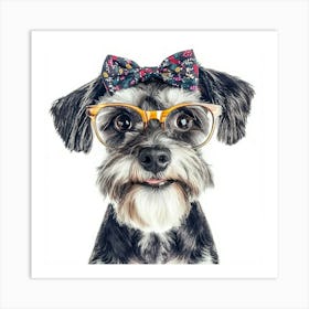 Dog With Glasses 62 Art Print