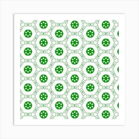 White Background Green Shapes Art Print