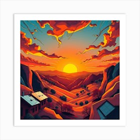 Sunset In The Desert 1 Art Print