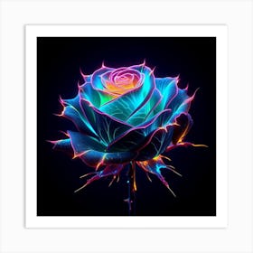 Neon Rose Art Print