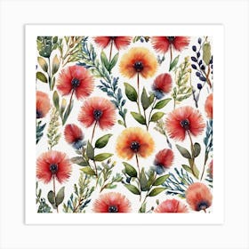 Watercolor Flowers 6 Art Print