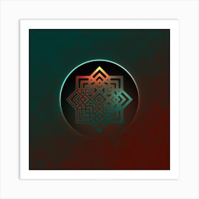 Geometric Neon Glyph Abstract on Jewel Tone Triangle Pattern 200 Art Print