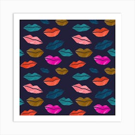 Lips Blue Art Print