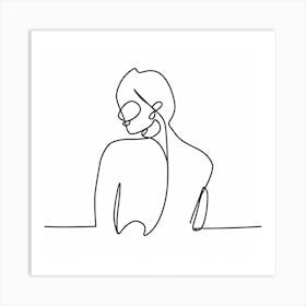 One Line Drawing Of A Woman Art Print