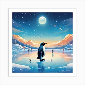 Penguin On Skis Art Print