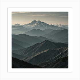 Mountain Range At Sunrise Art Print