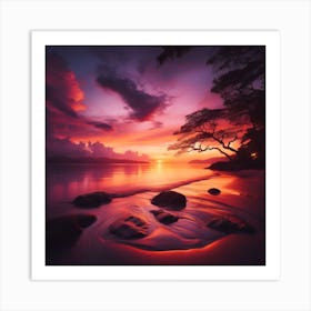 Sunset On The Beach Art Print