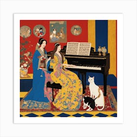 Asian Women At The Piano Art Print