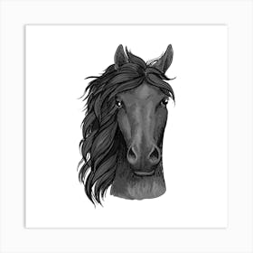 Black Horse Head.uk Art Print